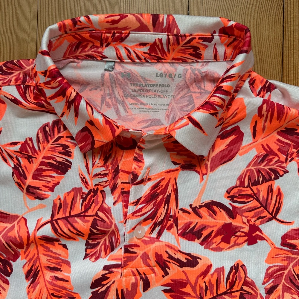 Under Armour The Playoff Polo Golf Shirt Floral Men’s Large AOP - Picture 2 of 7